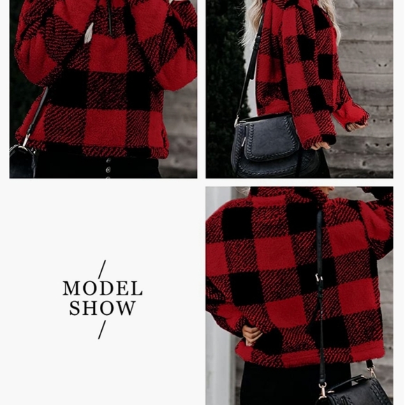 🔥 Sherpa Pullover Quarter Zip Long Sleeve Fluffy Soft Fleece Jackets Sweaters - Picture 4 of 5